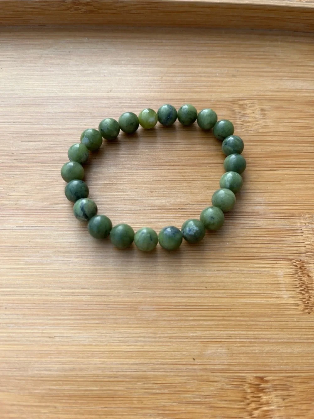 Green Beaded Stretch Bracelet - Natural Stone 6.5 inches handmade by Jayglam7 - Picture 4 of 10